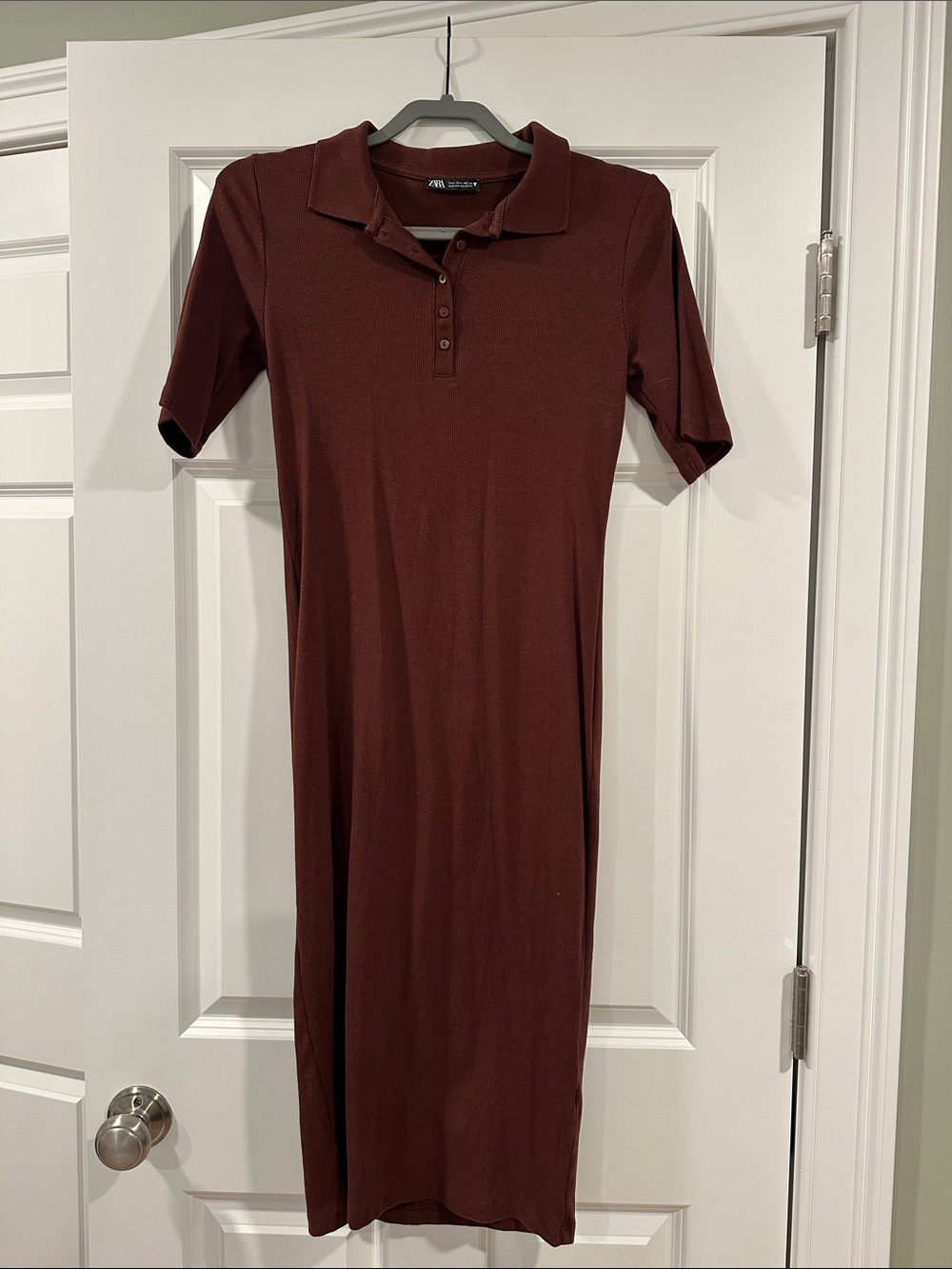 Zara Polo Midi Dress in Deep Brown